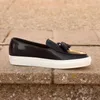 Sapatos casuais masculinos pretos vulcanizados tênis cinza borlas slip-on feitos à mão tamanho 38-47