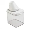 Dispensador de jabón líquido, 1x detergente en polvo para ropa, alimentos, granos, contenedor de almacenamiento de arroz, boquilla medidora, caja, dispensador de cereales