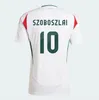 Hongrie 2024 Euro Cup Soccer Jersey Szoboszlai Nouveau 2025 Équipe nationale hongroise 24 25 Kit de football Kit Kid Kit Ret Home Away White Mens Uniform Gazdag