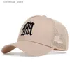 Ball Caps New Fashion Letter Baseball Hat Womens Breathable Hip Hop Hat Summer Leisure Mesh Hat Unisex Cotton Button HatY240315