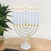 Metal Hanukkah Candleholder Geometric Hanukkah Decorative 9 Branch Menorah Candlestick for Standard Hanukkah Candles el Home 240314