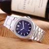Masowe zegarek Mężczyzn Automatyczne zegarki Silver Pasek Niebieskie Nierdzewne Męki Automatyczne mechaniczne wodoodporne Wristwatch Montre de Luxe Prezenty