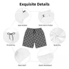 Herren-Shorts, schwarz und weiß, nordische Linien, Brett, Sommer, Weihnachten, Schneeflocken, klassische Strand-Shorts, Herren-Badehose mit Sport-Design