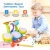 Ensemble de batterie pour enfants, tout-petits 1-3, instruments éducatifs musicaux pour bébés, jouets pour tout-petits, filles, microphone, activités d'apprentissage, cadeaux 240307