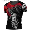 Men's T-Shirts 2022 Vintage Japan Samurai Mens T Shirt O-Neck Cotton Short Slve Tops 3D Print Oversized Punk Strtwear Mens Clothing Ts Y240315