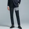 Garnitury męskie Suit Pants Fashion Business and Leisure Wool Spoders Czterodakowy pasiaste design Wysokiej jakości odzież