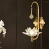 Lampes murales tout cuivre cristal Lotus luxe chambre salon décor entrée couloir El moderne goutte d'eau lumières