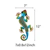 Metal Gecko Wall Decoration Lizard Garden Art Hanging Glass Sculpture Inomhus och utomhus terrassstaket 3 Färg 2 st 240229