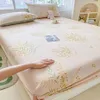 100% Cotton Elastic Bed Sheets Sets Double Bed Flower Pring Fitted Sheet 2pc Pillowcases Single Queen King Size Bed Cover B99G 240311