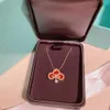 Designer 925 Sterling Silver Tiffay och Co Qianxi Samma nyckelhalsband pläterad med 18K Gold New Year Red Jade Marrow Iris Pendant