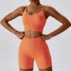 Lu Align Lemon Women Pieces CUTIES 2 Gym Crisscross Ribbed Sport Suit for Fiess Seamless Summer Short Pant Outfits Yoga Set Clothes Jogger