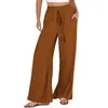 Pantaloni da donna Summer Beach Boho Resort Wear Gamba larga per le donne Pantaloni elastici con coulisse in vita Pantaloni casual larghi Drappo sottile Cool 2024