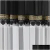 Curtain & Drapes Curtain 1Pcs Black And White Gold Splicing Yarn European American Style Gorgeous Living Room Rod Drop Delivery Home G Dhrjw