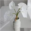 Couronnes de fleurs décoratives 4 têtes Pu Anthurium Bouquet de fleurs artificielles Bouquet de mariage Arrangement de mariage Route mène Ball Home Decor Dhrtz