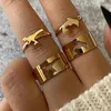 Cluster Ringe 4 Teile/satz Frauen Geometrische Dinosaurier Delphin Kreative Paar Ring Set Damen Mode Party Hochzeit Schmuck