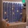 Rideaux YanYangTian Rideaux pour salon Décoration de chambre d'enfants filles Type d'anneau Sans poinçon Gaze Étoiles creuses Pare-soleil complet