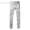 Designer Men's Jeans Purple Brand Jeans Sales American High Street Slim Fit Tie Dyed Wash Personlig 7017