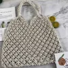 Ins sac d'été en maille creuse pour femmes, sac tissé en paille Mori, sac de vacances manuel en corde de coton, sac en filet de plage 240315