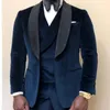 Ternos masculinos de veludo baile para homens 3 peças casamento noivo smoking estilo africano masculino roupas moda conjunto jaqueta colete com calças 2024