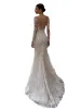 Abiti da sposa sirene arabi di lusso Dubai Cristalli scintillanti maniche lunghe in pizzo abiti da sposa da sposa Courl Train Tulle Swirt Sustined Robes de Mariee