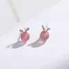 Boucles d'oreilles à tige en cristal de fraise, petite boucle d'oreille de dessin animé, cadeau pour sœur