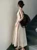 Liten remmar ärmlösa tankkvinna klänning japan preppy stil oneck aline sommar solid lös kvinnlig elegant midlängd kjolar 240315