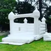 Partihandel högkvalitativ full trampoliner Uppblåsbar slott bröllop bouncer hus vit uppblåsbar bouncy med luftblåsare
