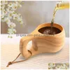 Wine Glasses Acacia Wood Milk Cup Breakfast Turtle Shell Finnish Cam Handy Portable Outdoor Drop Bushcraft Delivery Home Garden Kitc Dhknq