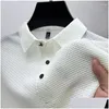 Men'S Polos Mens S Cool Down Summer T Shirt Mesh Ice Silk Short Sleeve T-Shirt Collar Solid Color Half Men Clothing Drop Delivery Appa Ottol