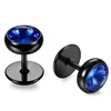 Stud Earrings Men's 8mm Stainless Steel Rubber Black Fake Ear Plugs Tapers CZ Studs Cheater Gauges Illusion Tunnel