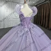 Casual Jurken Mode 3D Bloemen Kralen Gala Baljurken Mooie Ruches Organza Lange Optocht Feestjurk Met Trein Bruiloft Bruids