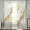 Curtains Marble Texture White Sheer Curtains for Bedroom Living Room Festival Decor Kitchen Tulle Curtain