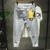 Mens Loose Big Hole Nine Point Straight Denim Pants Baggy jeans för män Y2K Streetwear 240309