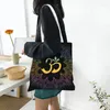 Sacos de compras Om Símbolo Sacola de compras Mulheres Moda Yoga Meditação Mandala Canvas Shopper Ombro Grande Capacidade Bolsa