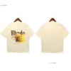 Klasik Yaz Tasarımcı Gömlek Lüks Rhude T Shirt Kadınlar ve Erkekler Tshirt Kısa Kol ve Yuvarlak Boyun Moda Tees Bayanlar T-Shirts 718