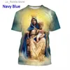 T-shirt da uomo Vergine Maria T-shirt con stampa 3D Moda estiva Christian Madre di Dio Modello Short Slved Unisex Strt Faith T-shirt casual Y240321