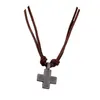 1 шт. мужские ювелирные изделия с крестом, винтажное ожерелье из веревки из натуральной кожи для женщин, антикварное ожерелье с подвеской в стиле панк, модный молитвенный подарок Chain302z