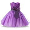 Robes de fille Les filles s'habillent robe de princesse fleur robe de mariée élégante gros arc anniversaire enfants robes pour filles enfants robes Tutu 240315