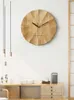 Wall Clocks Liji Solid Wood Japanese Style Living Room Clock Wooden Art High-Grade Log Decorative Soft Outfit