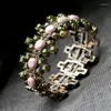 Bangle Kissme Boho Delicate Crystal Green Pink Harts For Women Elastic String Armelets Vintage Gold Color Fashion Jewelry