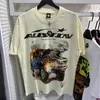 Hellstar mass camiseta lavagem de verão algodão envelhecido masculino e mangas curtas 26