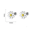 Stud Earrings 1PCS Punk Titanium Daisy Flower For Men Women Stainless Steel Screw Piercing Couple Jewelry Party Gift E397