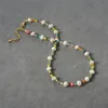 Bloggers famosos de Internet japoneses y coreanos Collares de perlas naturales Cadenas de clavícula de perlas coloridas hechas a mano para mujeres Los desplazamientos a la moda deben pagar