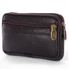 Waist Bags Leather Fanny Pack Men Business Belt Bag Travel Cash Card Holder Wallet Phone Pouch Casual Horizontal Purse