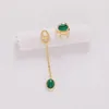 Orecchini pendenti 2024 Orecchino geometrico asimmetrico di malachite sintetico 925 Orecchini con perno e clip in argento per le donne Trendy Girl Party Jewerlry