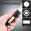 Utomhus Strong Mini Telescopic Small Home USB Laddning COB Sidasljus Aluminiumlegering 511 Ficklight 562376