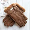 Sheepskin Fur Gloves Men's Thick Winter Warm Large Size Outdoor Windproof Cold Hand Stitching Sewn Leather Finger Gloves 21122629