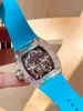 2024 RXW Factory Men's Watch RM47 Tourbillon Integrated Movement Ceramic Watch Natural Rubber Strap Sapphire Mirror Designer Watches