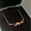 Designer tiffay and cos Nuova collana con nodo intrecciato per donna leggera di lusso piccola popolare catena con colletto a fiocco in oro rosa rosa di alta qualità