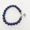 SN1039 Genuine Lapis Lazuli Pulseira Natural Stone Bead Mens Pulseira Garganta Chakra Espiritual Yogi Presente Frete Grátis